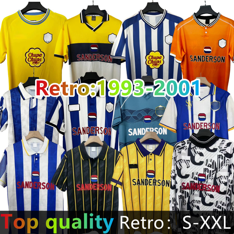 1993 1994 1995 1998 Sheffield Wednesday retro soccer jerseys 93 94 95 1996 1997 Waddle Hirst Di Canio vintage classic football shirts