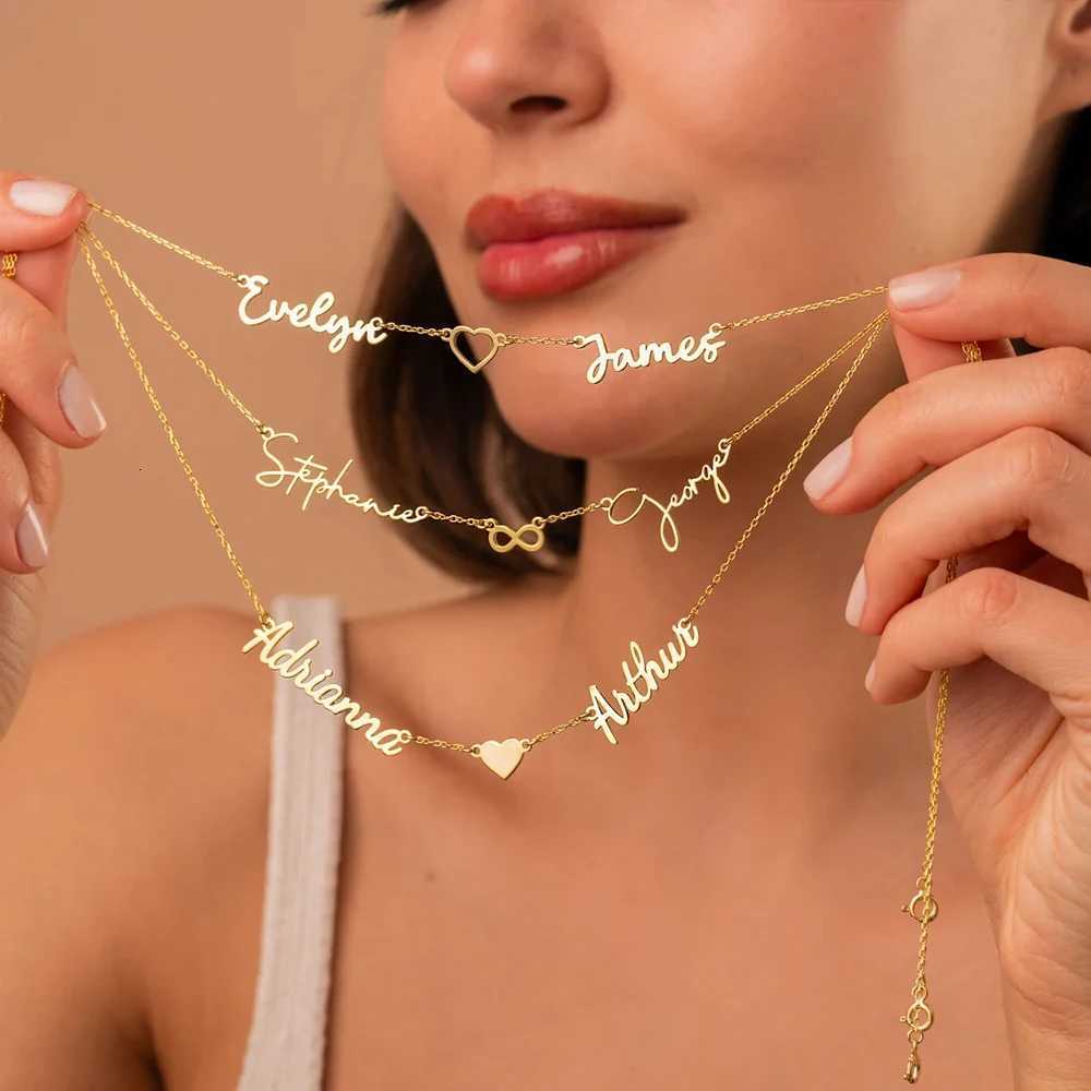 COOLTIME Custom Multiple Names Heart Necklace Stainless Steel Personalized rs Name Women Necklace Jewelry Gift Wholesale M251211