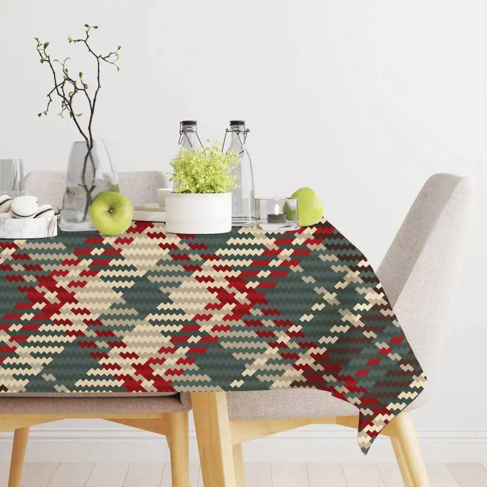 Tartan Print Tablecloth - Cute Design For Home Kitchens Dining Rooms Patios H251211