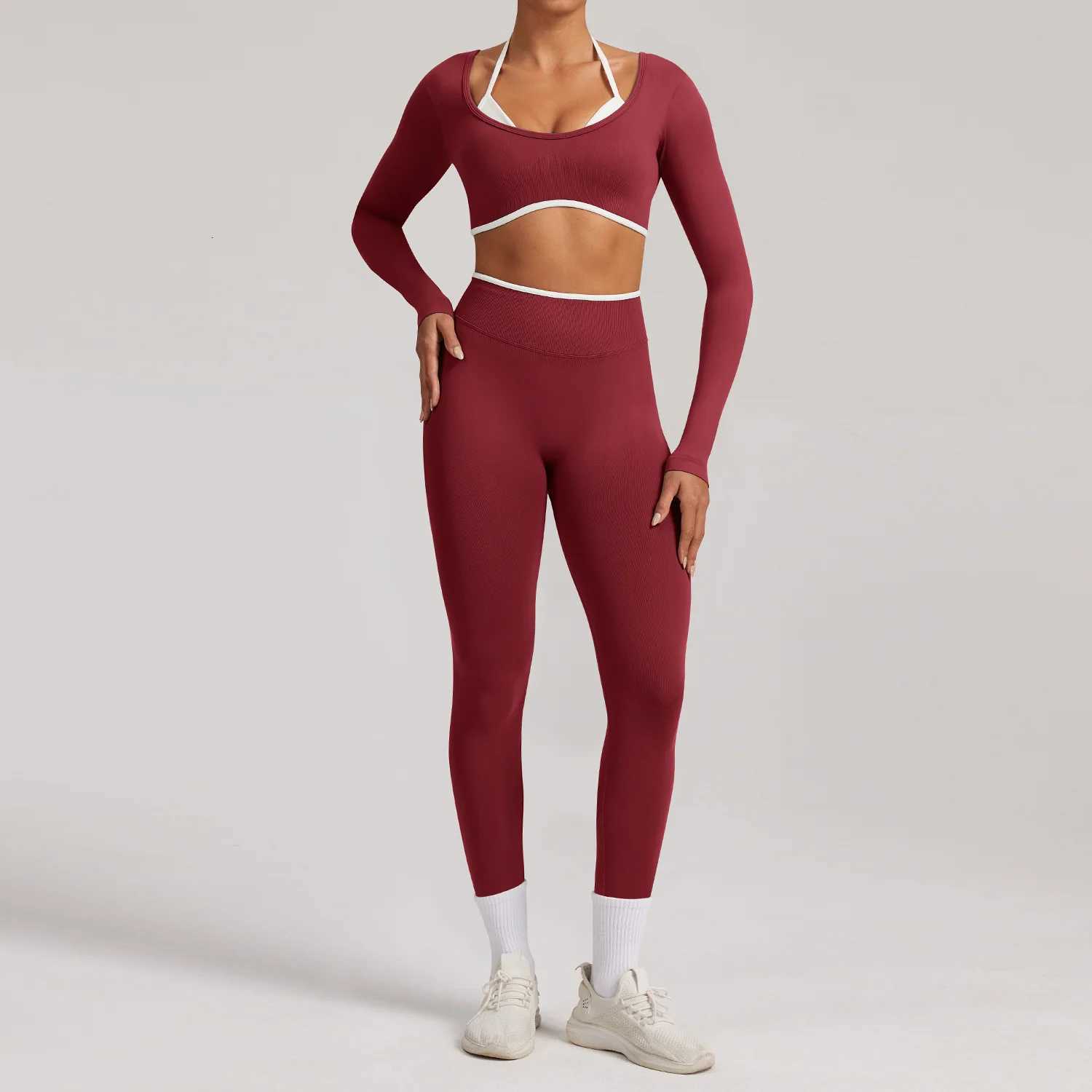 Sportswear 2PCS Seamless Yoga Set Gym Fitness Suit Women Yoga Tracksuits Workout Gym Clothes Crop Top Sports Leggings SuitT251211