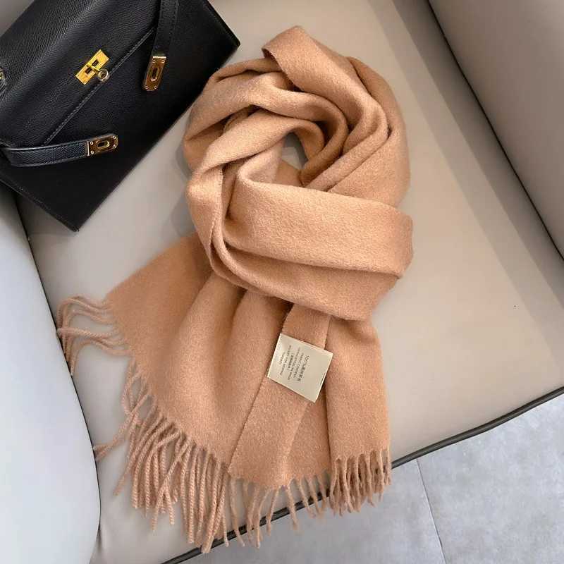 Winter White Pure Wool Scarf Women Warm Neck Wrap Student Fashion Fringe Narrow Couple Y251211