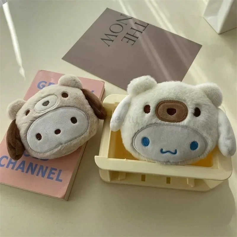 Sanrio Kuromi Plush Keychain Wallet Melody Cinnamoroll Plushies Coin Purse Earphone Organizer Bag Pendant Key Ring Girls Gifts H251211