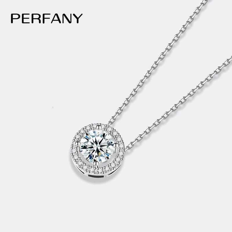 PERFANY 05/1/2CT Moissanite Necklace for Women S925 Pure Silver Round Laboratory Diamond Pendant Fashionable Wedding Jewelry M251211
