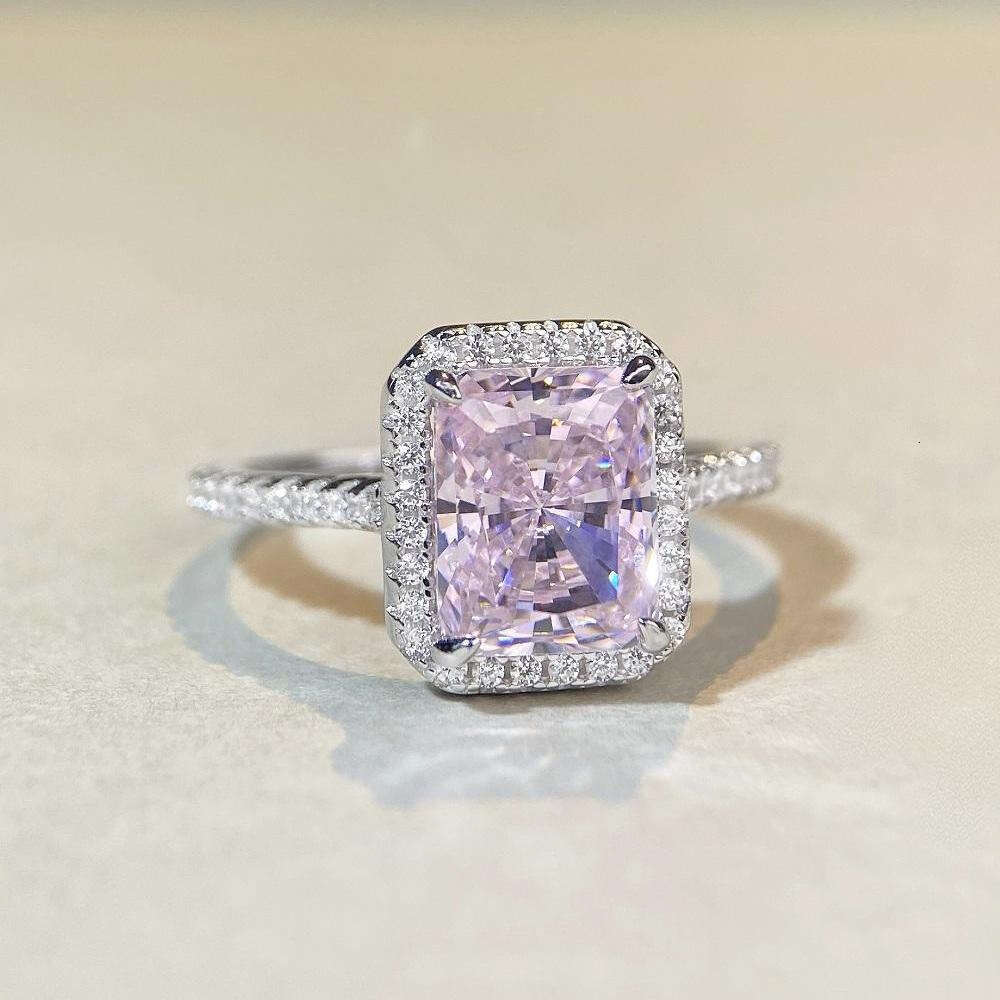 Vintage Boutique 2CT Radiant Diamond 10k white Solid Gold Moissanite Engagement Ring Wedding Bridal Jewelry