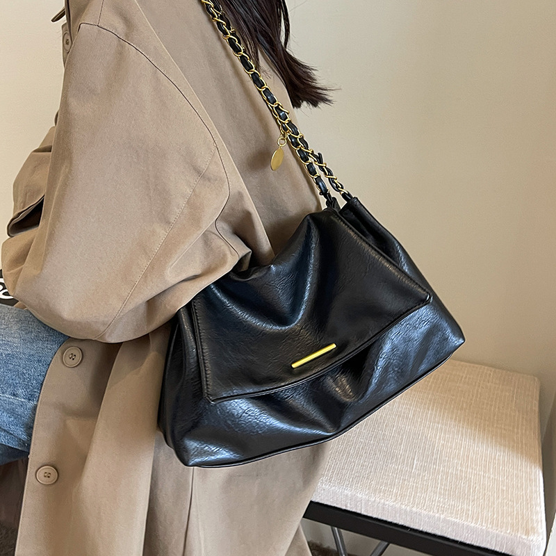 Hot Free shipping designer bags for womens Shoulder bags black khaki brown Textured Versatile New Retro Chain Tote Bag