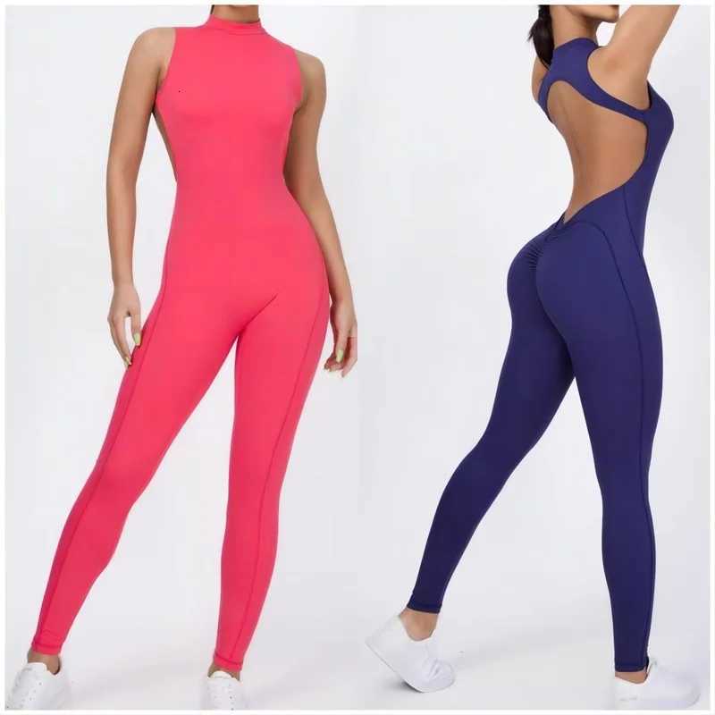 Women One-piece Back-V Sport Yoga Jumpsuit Workout Clothes for Women Sportwear Bodycon Outfit Fitness Gym Suit Workout TracksuitT251211