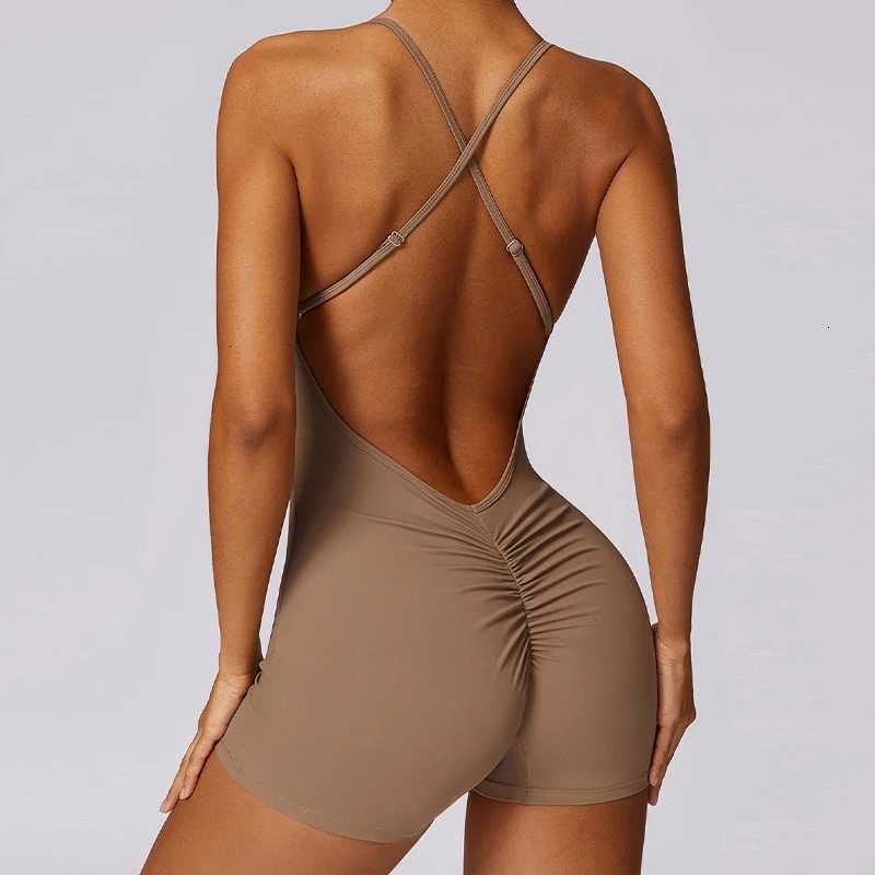 Sexy Short Sports Jumpsuit Women Gym One Piece Suit Female Soft Yoga Clothing Fitness Rompers Workout Bodysuits Women SportswearT251211