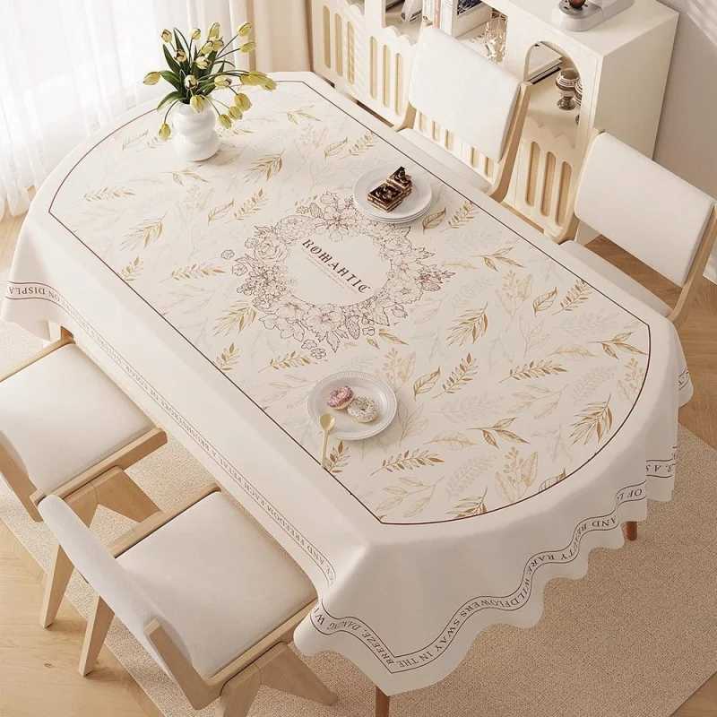 Oval dining tablecloth washable waterproof oil-proof heat-resistant new luxury table cover for living room tea table H251211