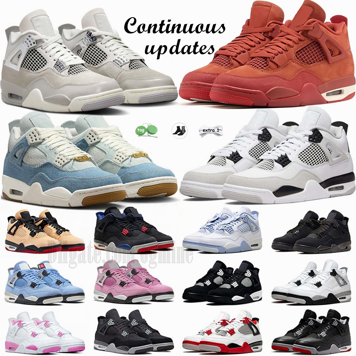 Men Women 4 4s basketball Shoes Designer Sneakers Wet Cement Military Black Bred Cool Grey Brick By Brick Thunder Cave Stone Mens Womens Outdoor Sports Trainers 36-48