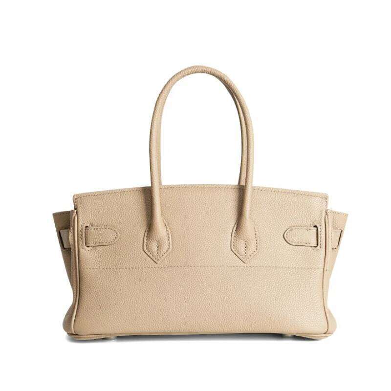 Women S Genuine Leather Fashion Handbag Top Handle Pure Color Casual Tote For Ladies Functional Commuting Shoulder Bags