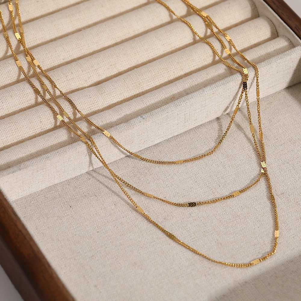 DGIDDK Stainless Steel Ins Style Triple Layers Necklace Plated Non Fade Jewelry Style Novelty For Women Jewelry Daily Match M251211