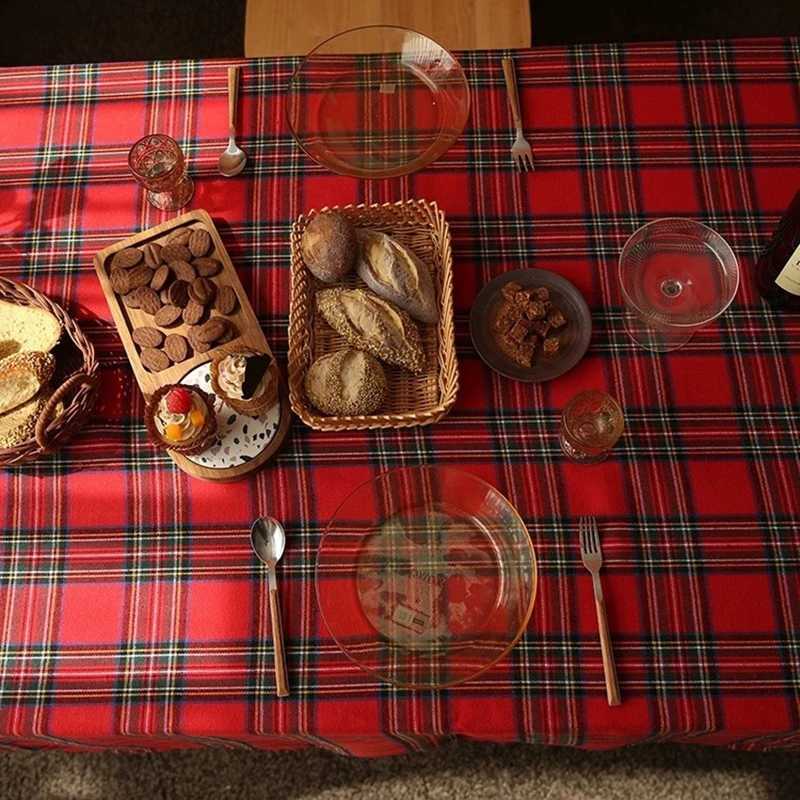 Christmas Red Green Grid Tablecloth Rectangle Dinner Table Cloth INS-style Restaurant Table Cover Christmas New Year Party Decor H251211