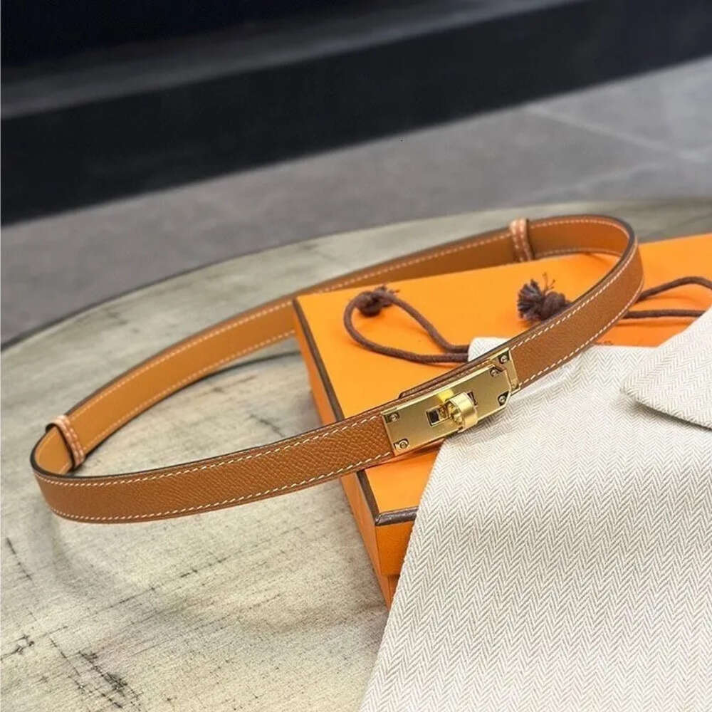 Hermrse For Women Designer Ceinture Luxe Leather Belt Narrow All-Match With Skirt Dress Decorative Pants Tucked Waistband Locking Buckle Kelly Belts 3A9