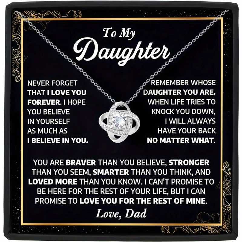 Heart Knot Necklace in Gift Box Thoughtful Present from Father to Daughter for Birthday Valentines Day M251211