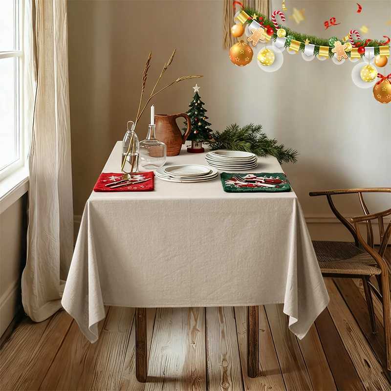 Christmas Plain Texture Tablecloth Suitable for Living Room Dining Room Party Home Decoration 1PC H251211