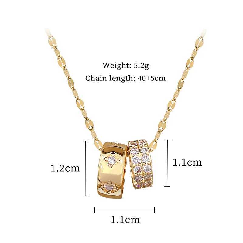 Titanium Steel Double Ring Fashion Elegant Necklace for Women Versatile Choker Chain Jewelry M251211