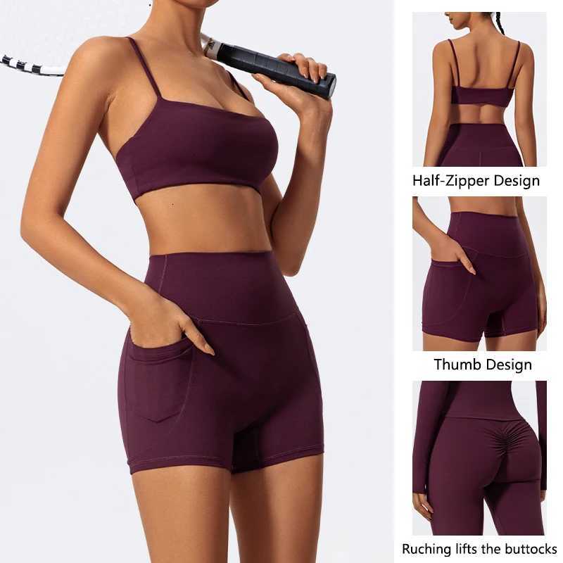 Ctenkevet Women Two Piece Gym Workout Set Female Bra Yoga Sets 2ps Shorts Fitness Wear Women Quick-Dry Camisole Sports Bra SuitsT251211