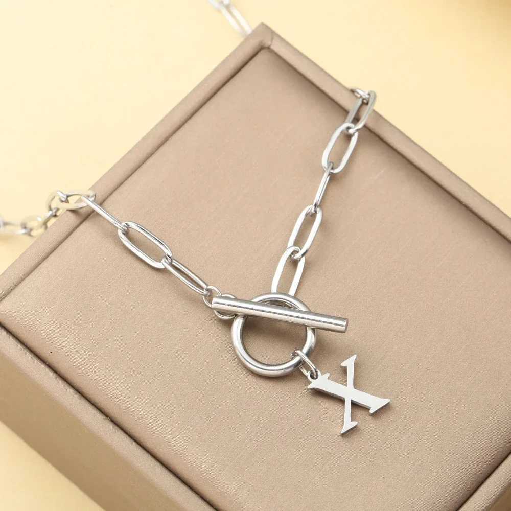 Initial Letter Silver Color Simplicity Quality Stainless Steel Jewelry Necklace for Women Pendant Necklaces Womens Trend 2025 M251211