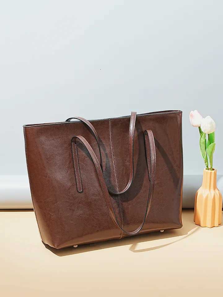 Luxury Wen Leather Tote Bag Top Layer Cowhide Large Capacity Fiable Handbag Brand Designer Shoder Bag 2025 New Handbag Y251211