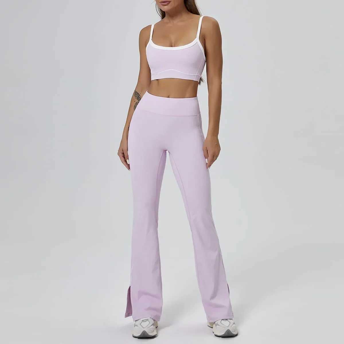 Seamless Yoga Sets Sports Fitness High Waist Hip-lifting Flared Pants Backless Bra Suits Workout Gym Leggings Sets for WomenT251211