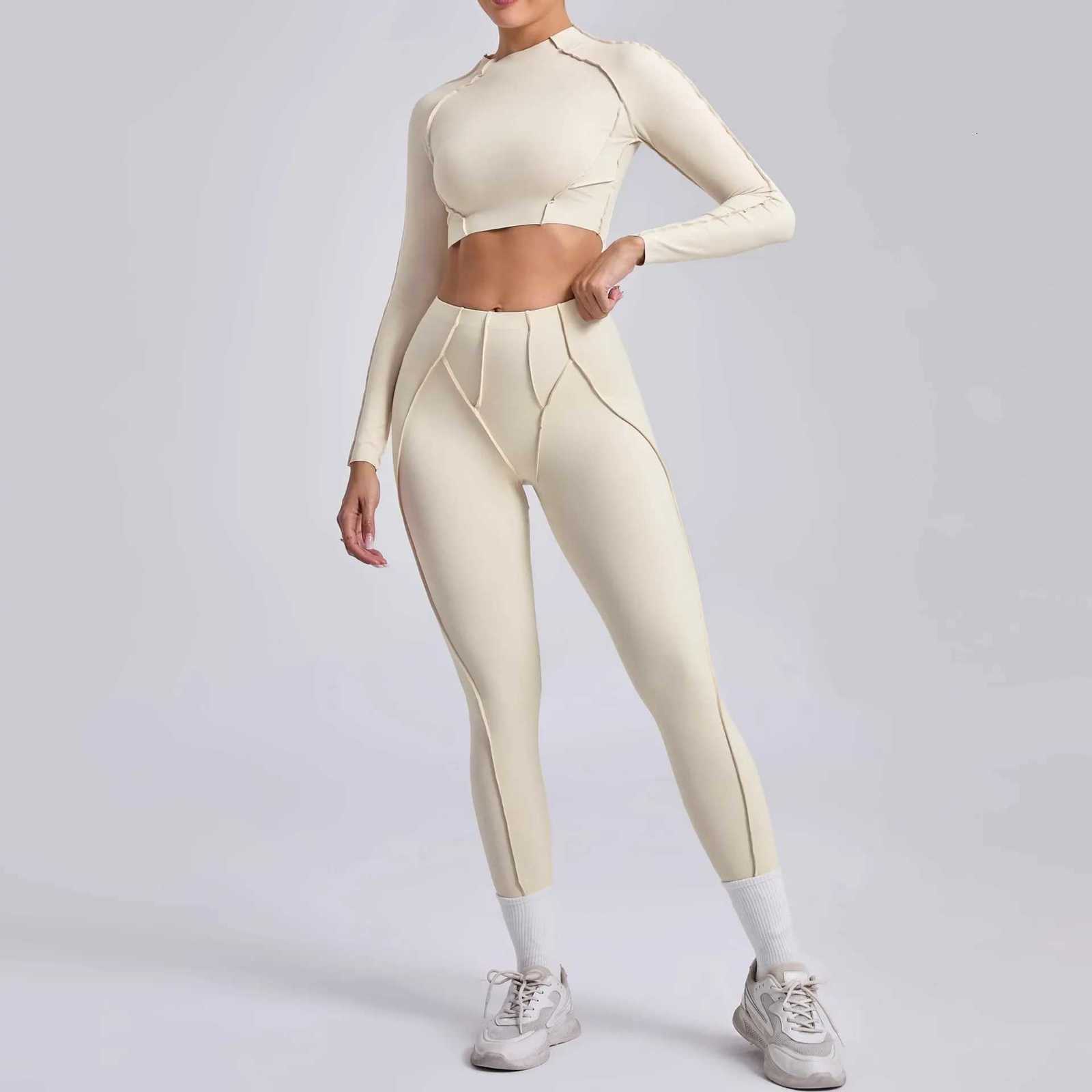 Seamless Yoga Sets Sports Fitness Hip-lifting High Waist Skinny Long-sleeved Suit Running Workout Gym Leggings Sets for WomenT251211
