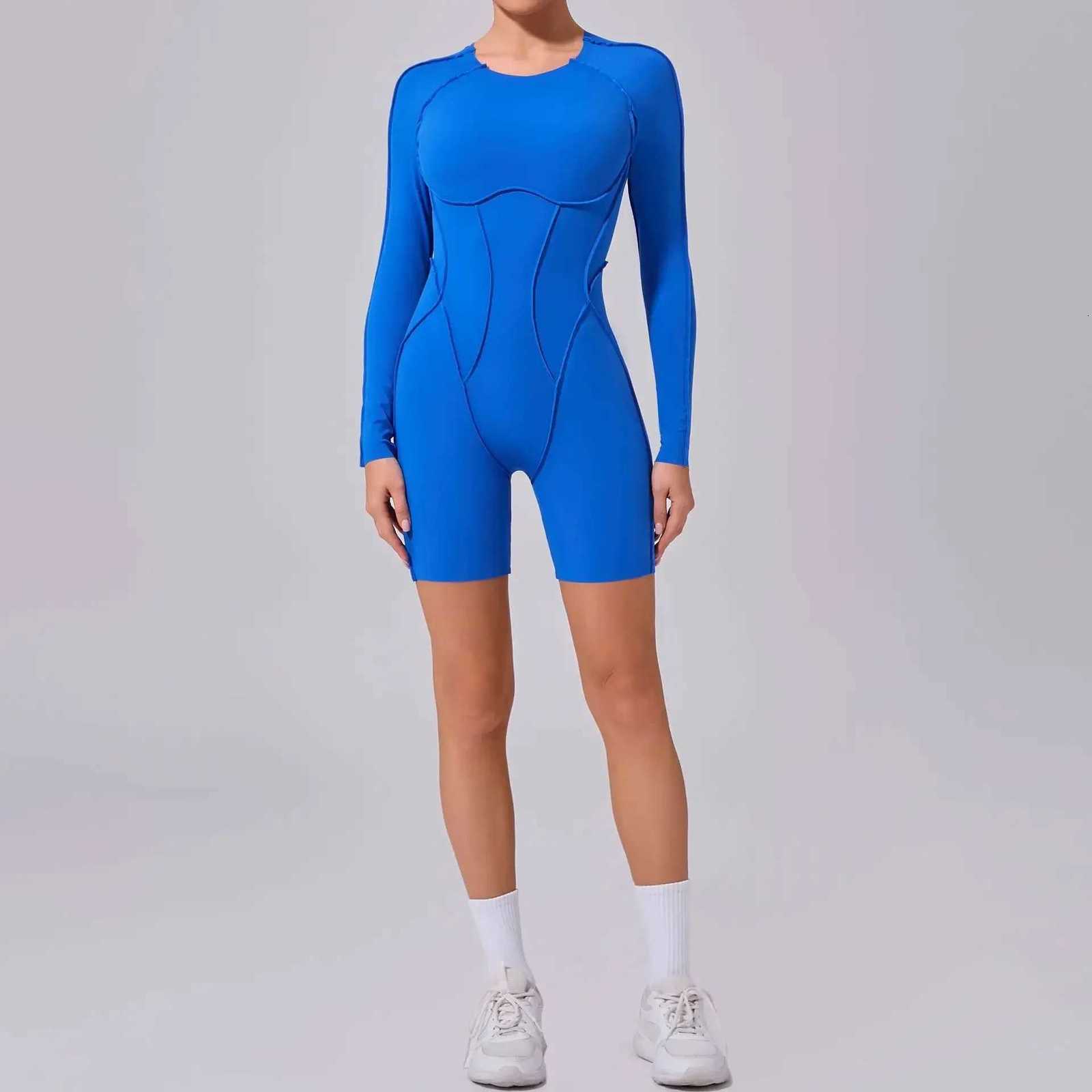 Seamless Yoga Jumpsuits Sports Fitness Hip-lifting Backless Short-sleeved One-piece Workout Gym Leggings Bodysuits for WomenT251211