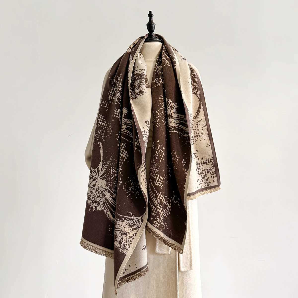 Winter Cashmere Jacquard Scarf for Women Thick Blanket Soft Warm Pashmina Tassel Shawl New Design Female Bufanda Y251211