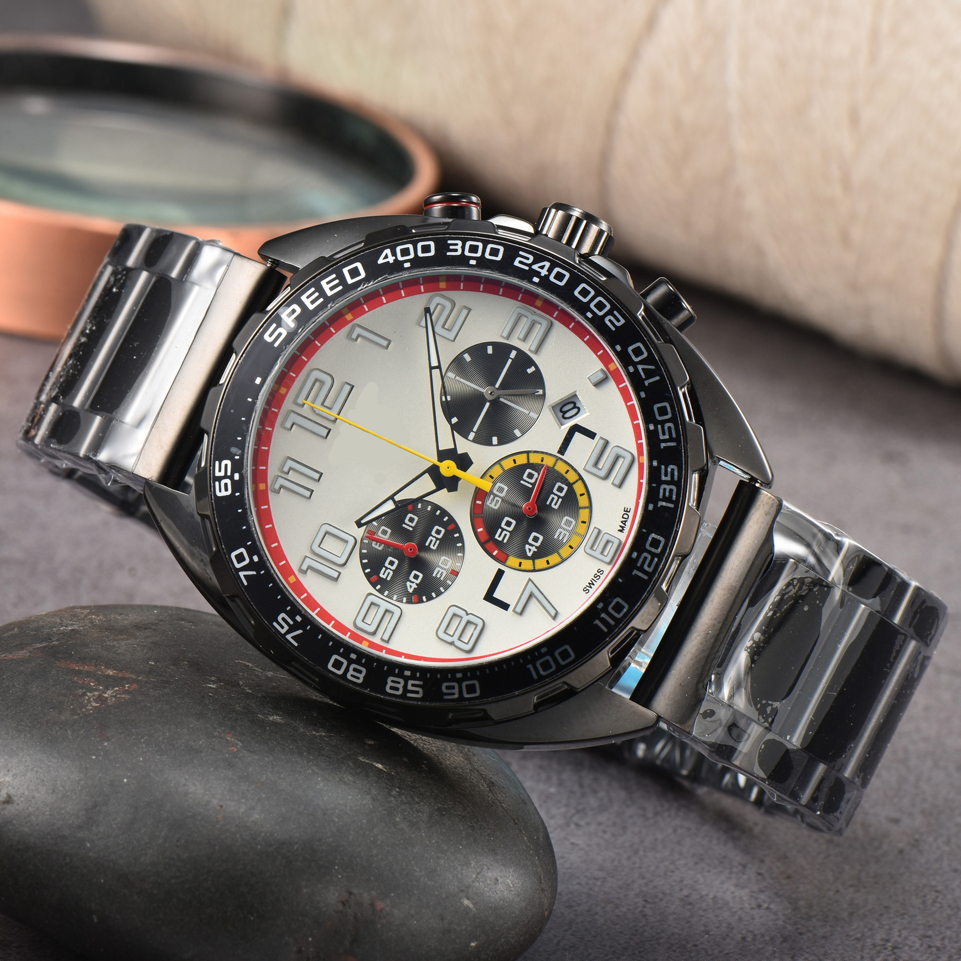 Fashion high-quality men's tape steel band 6-pin TA quartz watch multi-functional watch manufacturer direct sale 01