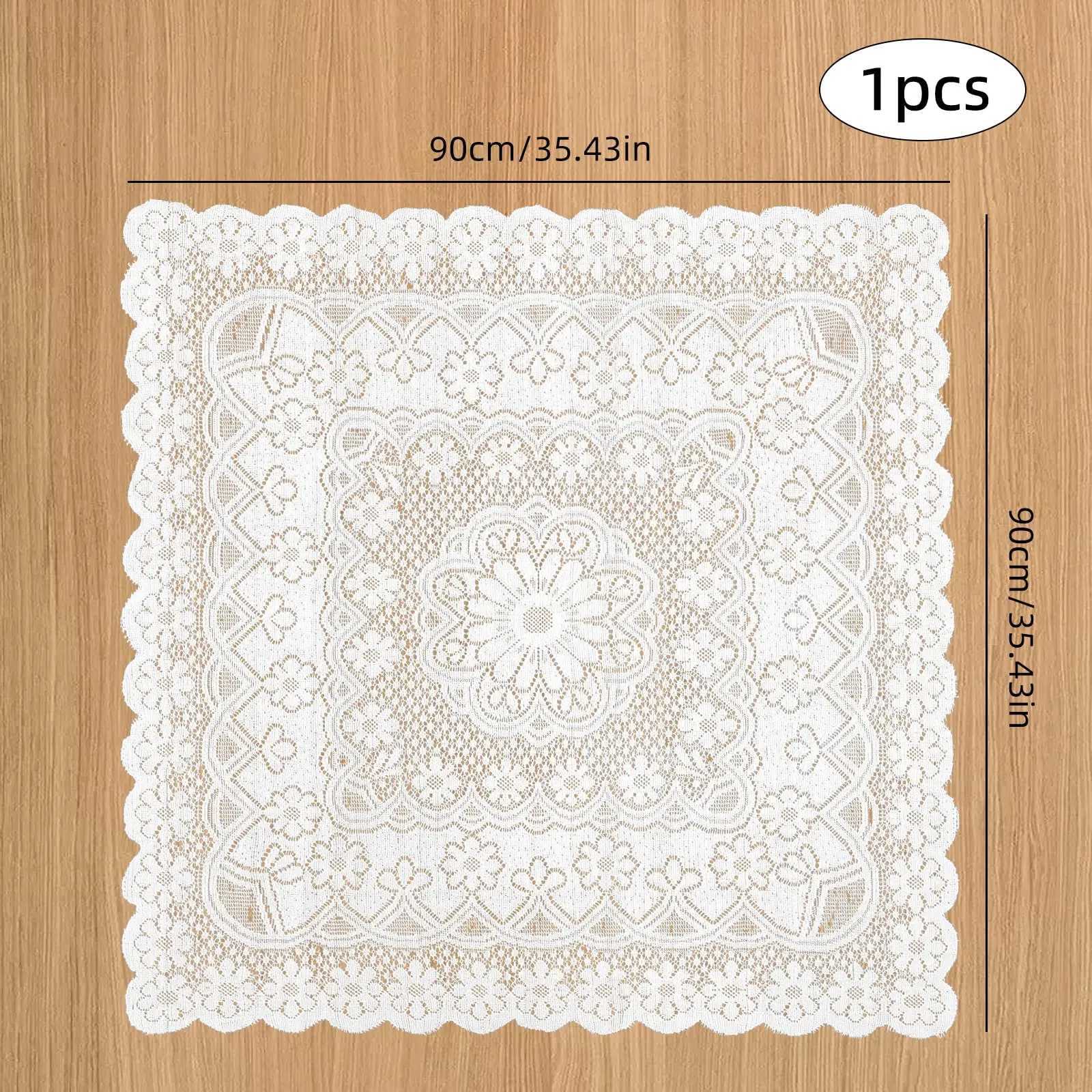 Square Lace Tablecloth White Flower retro European Embroidered Dinning table linen Cover wedding party garden home decoration H251211