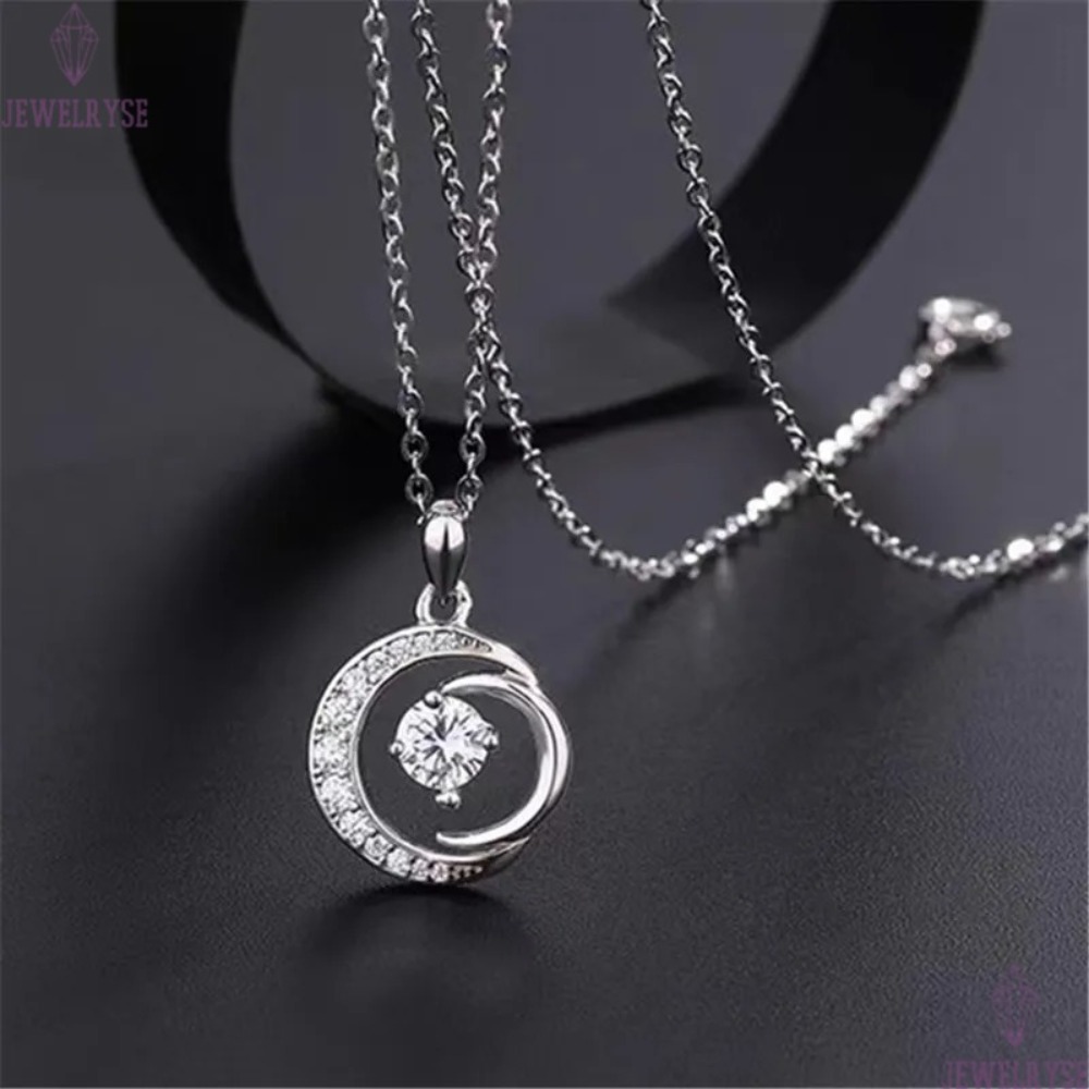 1ct circle 925 sterling silver necklace designer for woman luxury jewelry 5A zirconia heart diamond 14k gold necklaces designer chokers womens teen gi
