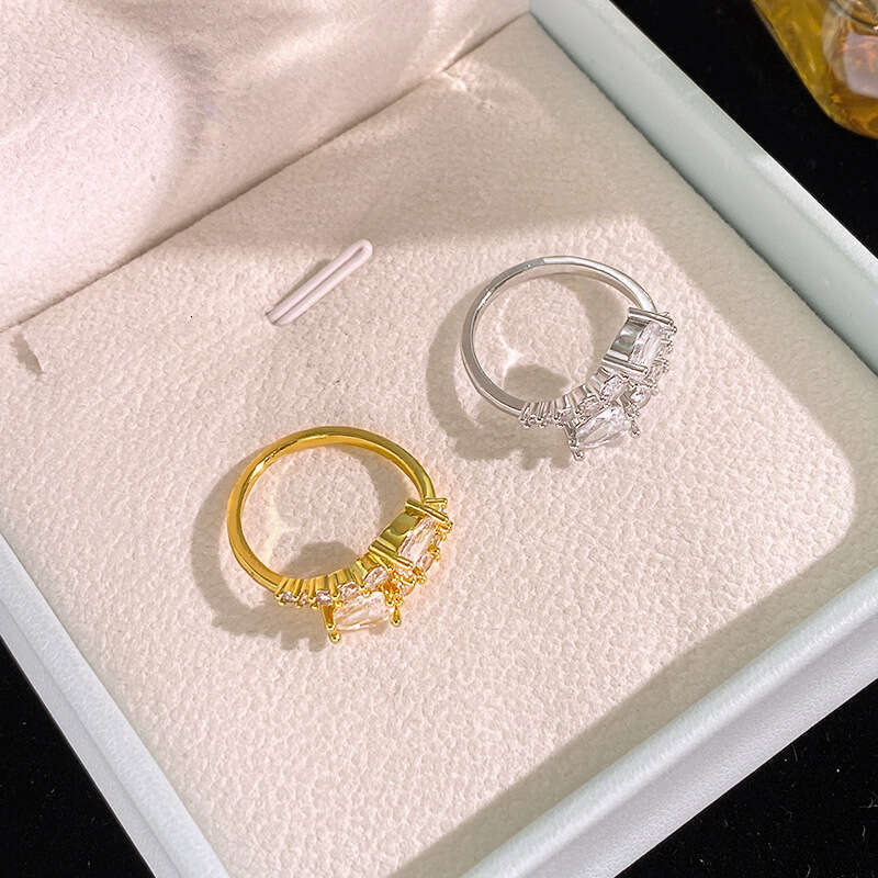 Ring For Women Designer Luxury Double-Headed Snake for Women Fashion Temperament Internet Celebrity Open Ring Copper Inlaid Zircon Hand Jewelry Wholes