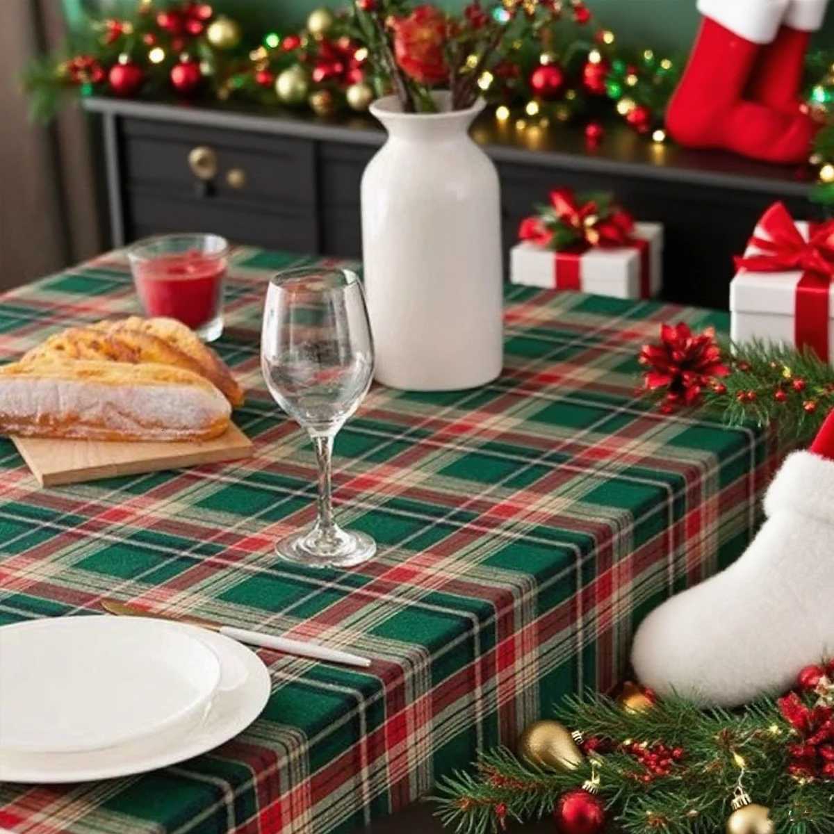1pc Christmas Retro Style Tablecloth Suitable for holiday gatherings banquets restaurants kitchen decoration H251211