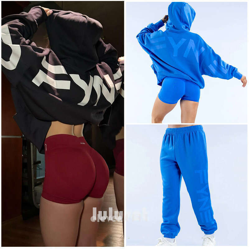 2-Piece High-Waisted Fitness Pleated dfynely short leggings Impact Hoodie Pair with dyfne Set top Shorts Ribbed Waistband Yoga dfynely hoodie set top Pants