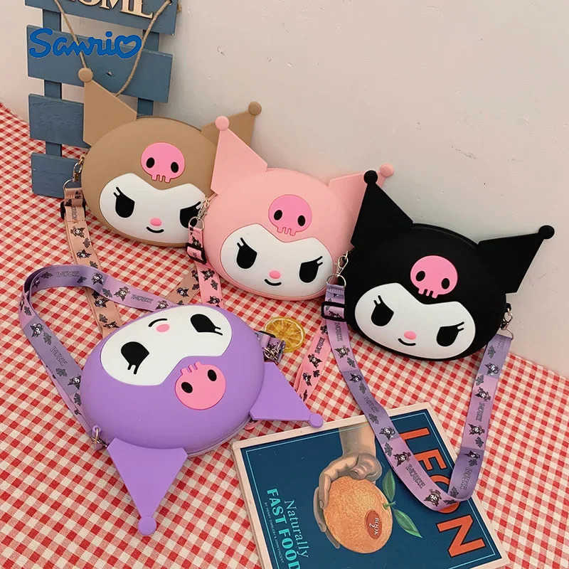 Sanrio MINISO Bag Kawaii Kuromi Silicone Shoulder Bag Waterproof Coin Purse Cartoon Doll Crossbody Bag for Kid Birthday H251211