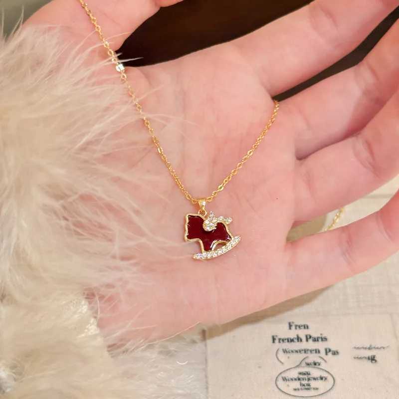 Earrings Set Light Luxury Little Horse Necklace Jewelry Set Charming Zircon Jewelry For Coordinated Look Everyday Wear Horse M251211