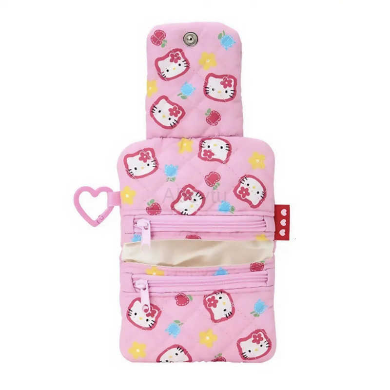 Sanrio Cartoon Cotton Wallet My Melody Cinnamoroll Cartoon Kawaii Zipper Fold Card Bag Multifunction Storage Coin Bag Pendant Girl Gift H251211