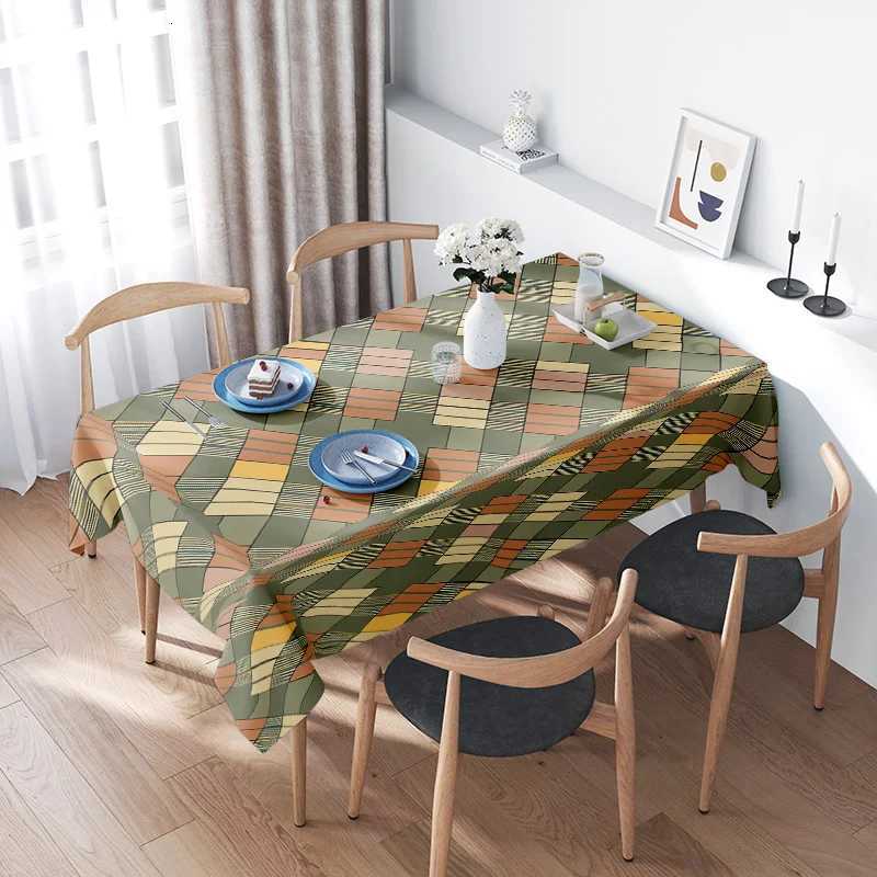 Plaid Tablecloth Geometric Pattern Decorative Dining Linens for Home Decoration Multicolored Rectangular Throw Cover Rustic Farm H251211