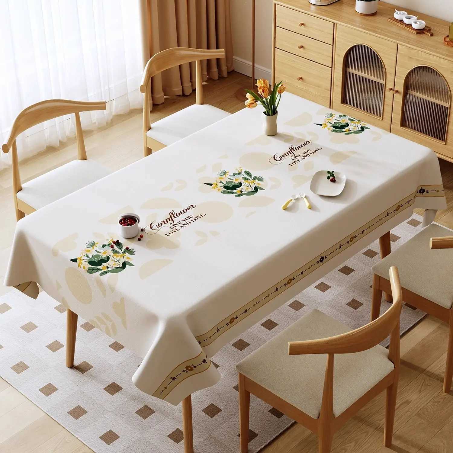 Marble Patterned Printed Tablecloth Waterproof and Oil Resistant PVC Dining Table Mat White Beige New Rectangular Table Cover H251211