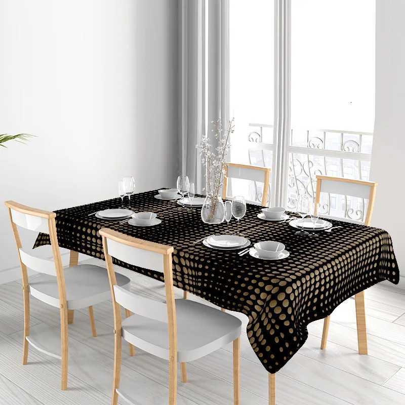 Modern Polka Dot Tablecloth - Decorative Dining Table Covers for Kitchen Home Decoration in Black Gold H251211