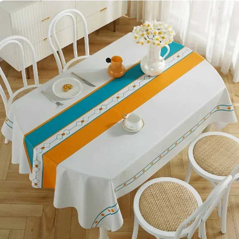 Oval rectangular universal table Waterproof Oil Proof PVC Table Cover Tablecloth Printed Modern Style home Dining Table Cover H251211