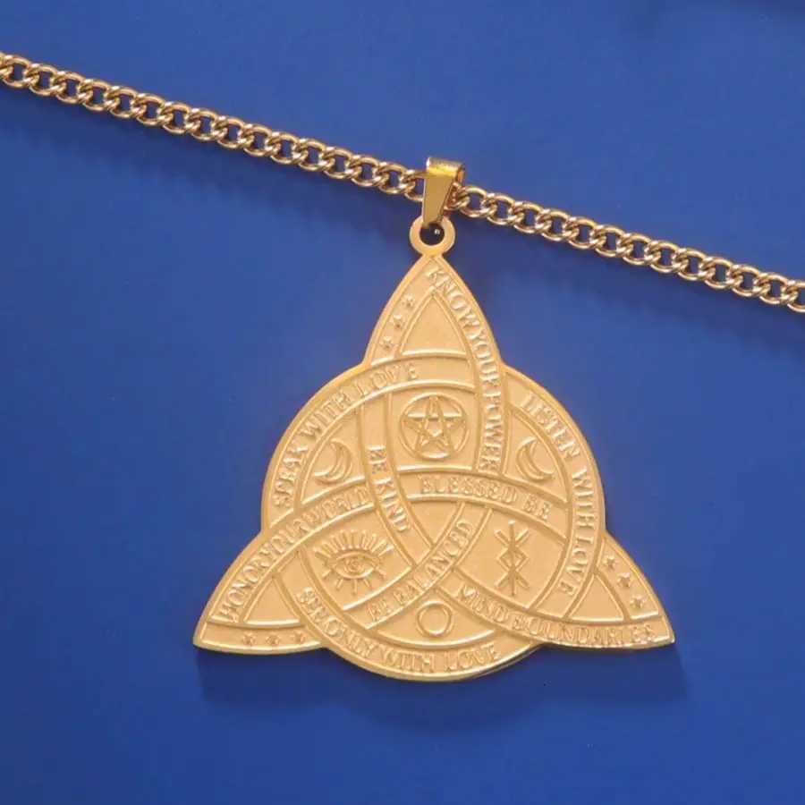 Dawapara Triple Moon Goddess Triquetra Necklace Trinity Knot Pendant Irish Amulet Wiccan Witchcraft Jewelry Stainless Steel M251211