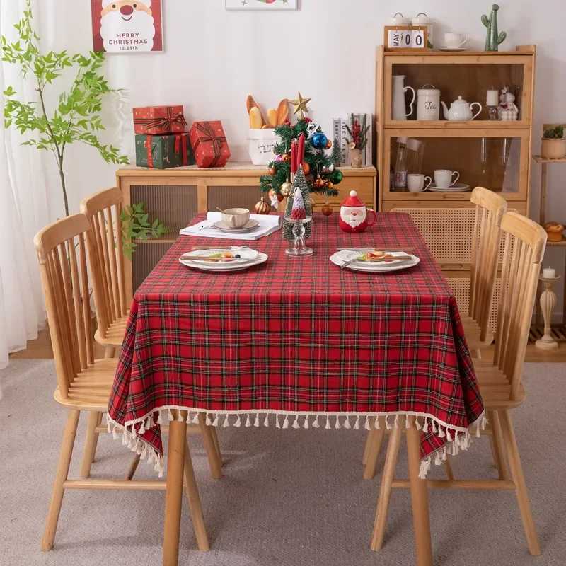 Christmas Plaid Tablecloth Table Runner Napkin Festive Wedding Xmas Party Dinner Washable Reusable Tablecloth Desktop Decoration H251211