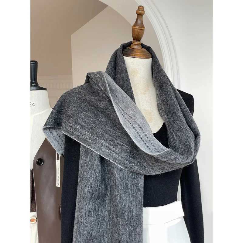 High Quality Australia100 Pure Wool Scarf Women Fall Winter Design Double-Sided Stitching Knitted Cashmere Shawl Female Muffler Y251211