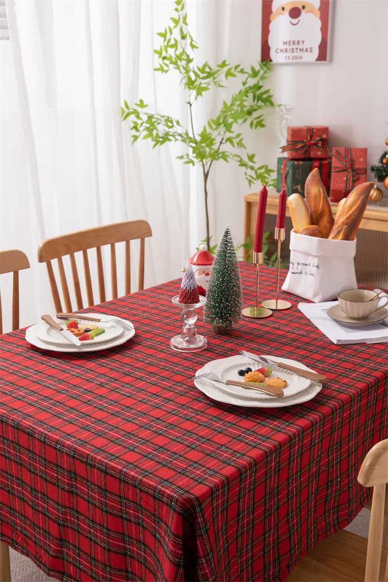 Christmas Plaid Tablecloth Xmas Party Rectangle Table Cloth Vintage Dining Table Cover Home Living Room Farmhouse Decoration H251211