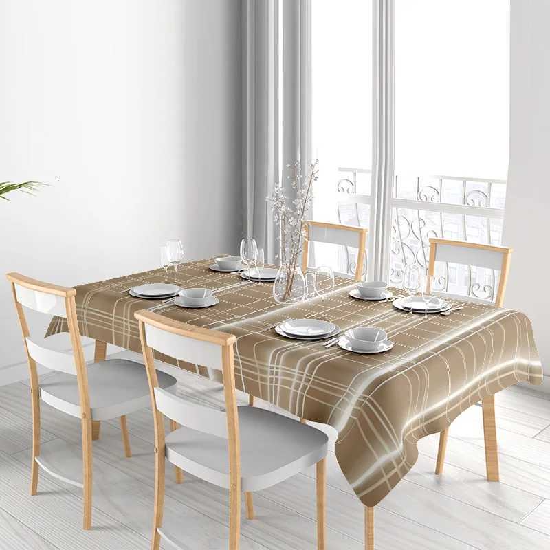 Brown plaid tablecloth plaid pattern waterproof tablecloth for farmhouse dining and party decor H251211