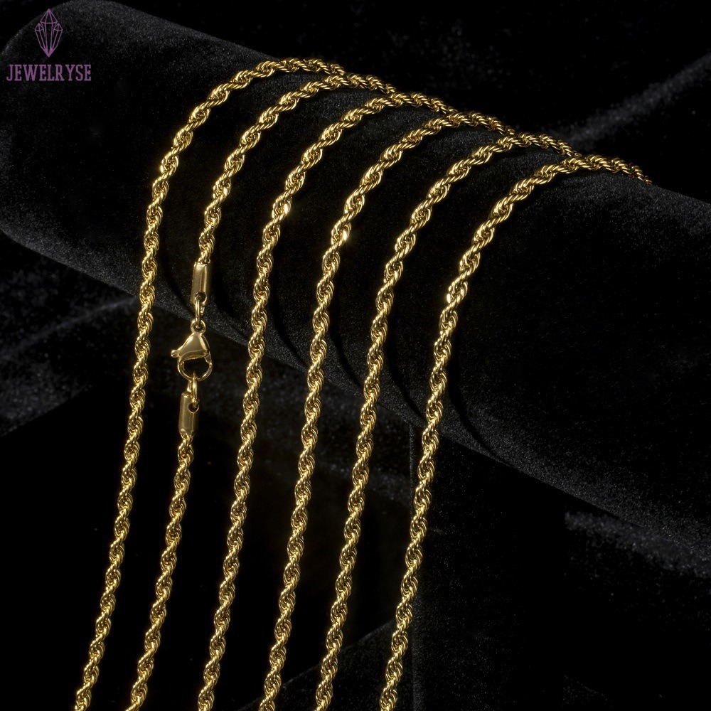 925 Sterling Silver 4mm 5mm 6mm 7mm Rope Chain Necklace Custom Gold Plated Hip Hop Rope Chain for Men