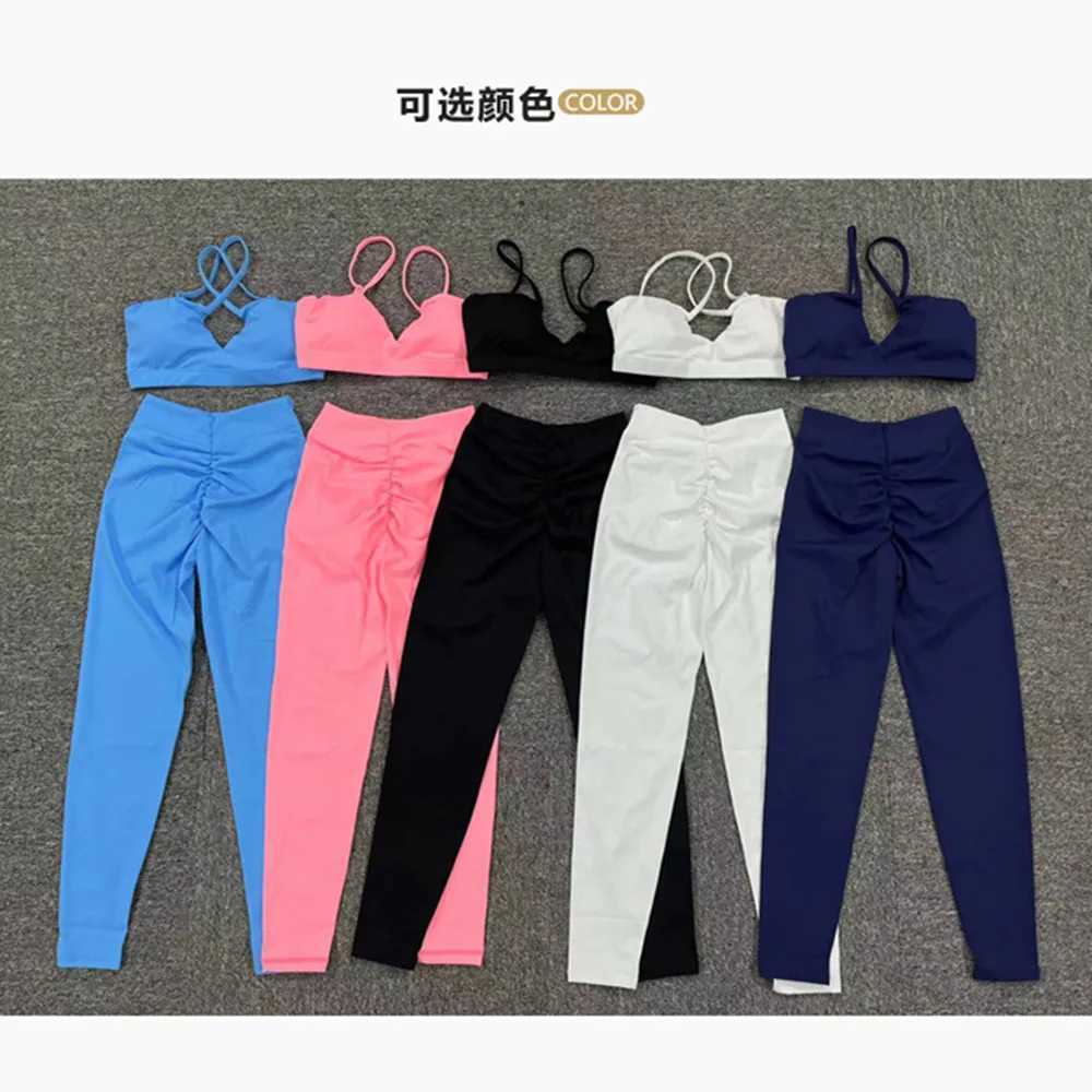 2Pcs Gym Clothes Women V Back Yoga Set Sports Bra High Waist Leggings Womens Tracksuit Sportswear Fitness Gym Activewear XP310T251211