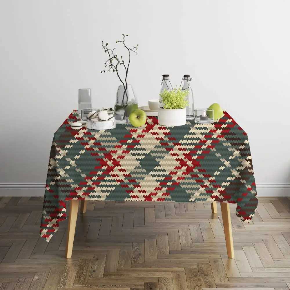 Tartan Print Tablecloth - Cute Design For Home Kitchens Dining Rooms Patios H251211