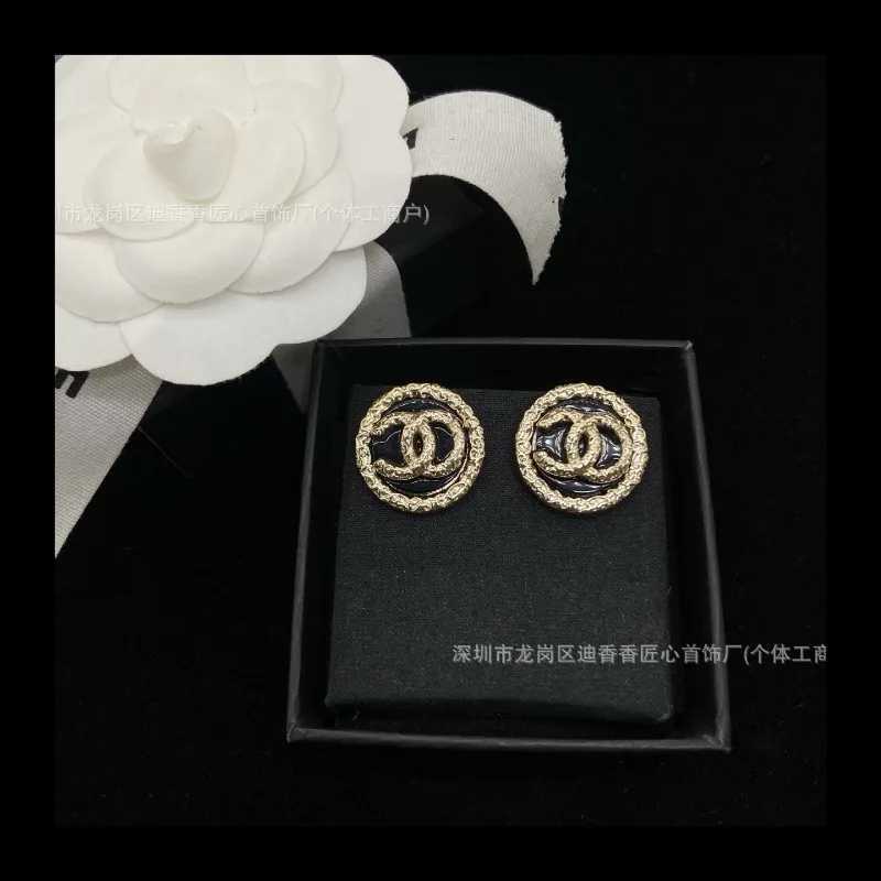 Double Black Gold Stud Earrings Retro Fashion High Fem Sier Needle Tide Y251210
