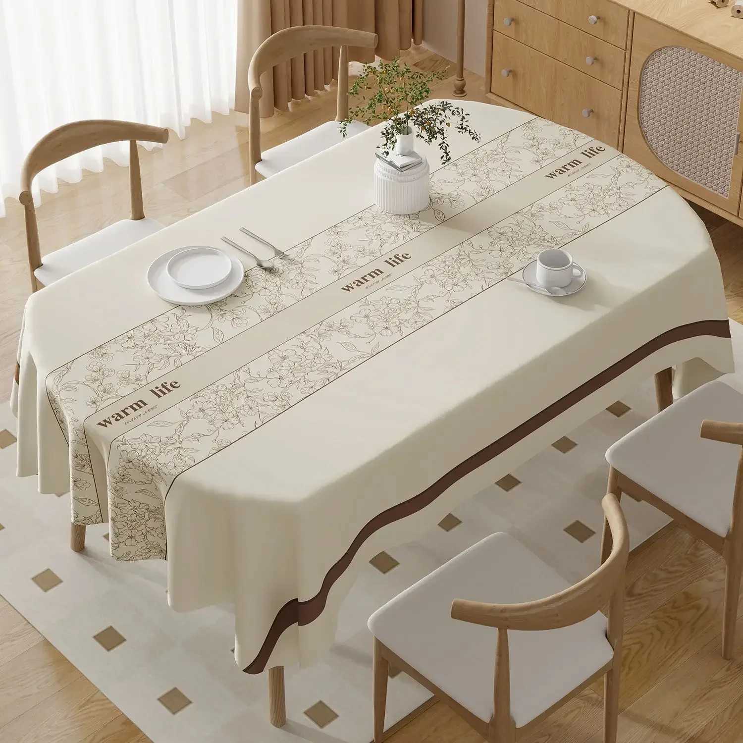 Square Printing Tablecloth No Wash Oil Proof Waterproof Heat-resistant PVC Table Mat Home Banquet Coffee Table Decor H251211